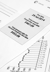 Obraz premium Electricity paper bill closeup