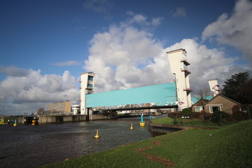 Obraz premium The Algerakering, large water barrier to protect the land below sealevel behind it in Krimpen aan den IJssel, The Netherlands