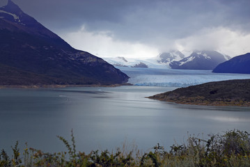 Glacial mountain scenery around the Perito Moreno Glacier in Patagonia Argentina