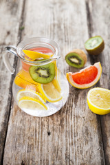 Refreshing ice cold water with lemon