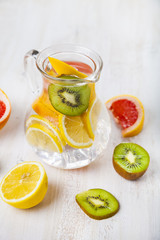 Refreshing ice cold water with lemon