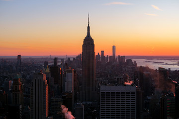 New York City Skyline Sunset Impression