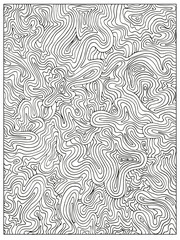 Hand drawn Uncolored Abstract Adult Coloring book page. Can be used as adult coloring book, coloring page, card, illustration vector