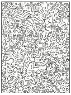 Hand drawn Uncolored Abstract Adult Coloring book page. Can be used as adult coloring book, coloring page, card, illustration vector