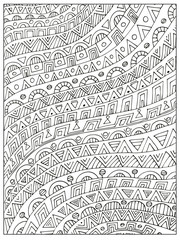 Hand drawn Uncolored geometrical Adult Coloring book page. Can be used as adult coloring book, coloring page, card, illustration vector