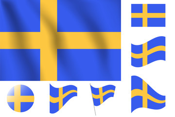 Obraz premium Sweden flag. Realistic vector illustration flag. National symbol design.