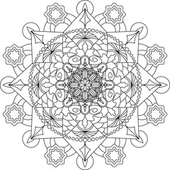 Mandala adult coloring book. Outline mandala for coloring book. Mandala coloring page. Decorative round ornament. Background for meditation poster. Unusual flower shape oriental line vector.