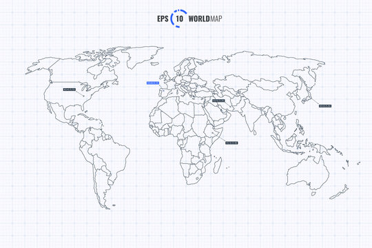 Hi-Res Vector World Map with Contries