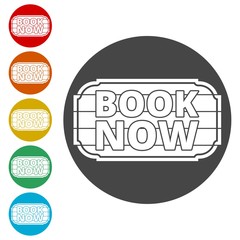 Book Now icon, Book Now sign 