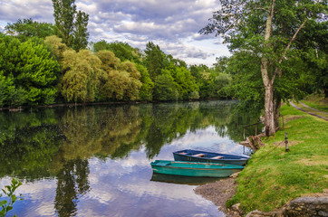 two boats in the gentle waters of the Dordogne