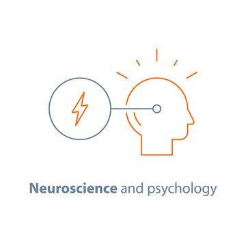 Neurology and psychology, decision making logo, critical mindset, creative thinking, brain training task