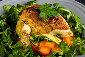 Chicken Supreme on vegetable pappardelle
