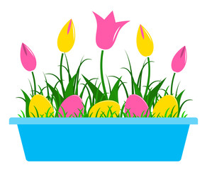 tulips and easter eggs
