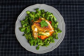Chicken Supreme on vegetable pappardelle