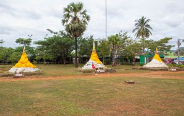 three white pagoda is sign border Thailand and Myanmar