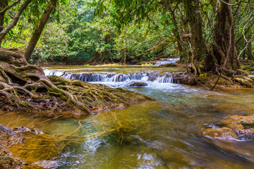 waterfall in Takeantong waterfall nation park at sangkhaburi thailand