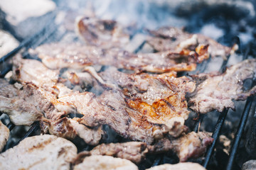 Barbecued Pork & Chicken on Grill