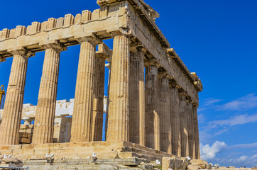 close-up of the parthenon from a corner