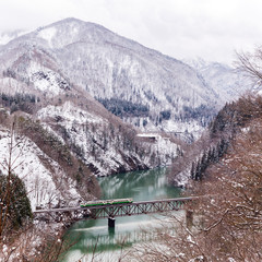 Train in Winter landscape snow