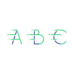 Dynamic letters A, B and C in motion, decorative type, rapid service