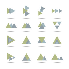 Abstract triangle icon set, logo element, symbol vector