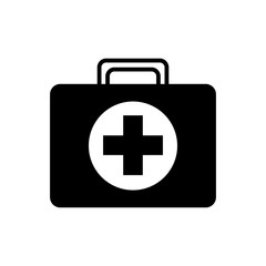 Obraz premium Vector illustration icon of medical subject. Black on a white background. Doctor bag.