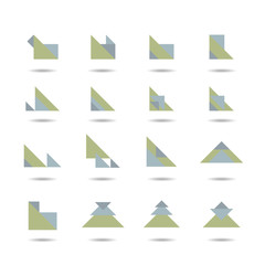 Abstract triangle icon set, logo element, symbol vector