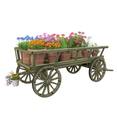 Fototapeta na wymiar Wooden cart flower pot