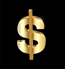 Golden dollar sign vector