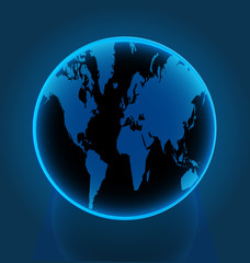 Blue world globe, business network vector