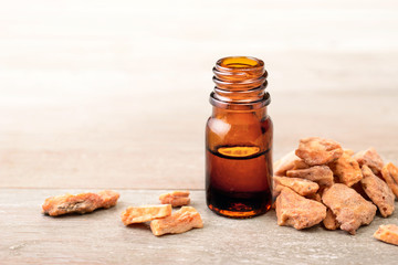 styrax benzoin essential oil in the bottle