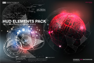 Infographic elements. futuristic user interface HUD UI UX. Abstract background with connecting dots and lines. Connection structure. Vector science background.