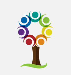 Tree with teamwork people vector