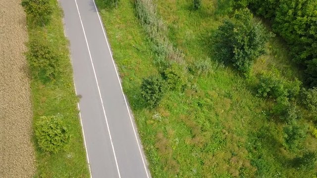 Aerial view from road in nature