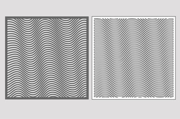 Template for cutting. Geometric line pattern. Laser cut. Ratio 1:1. Vector illustration.