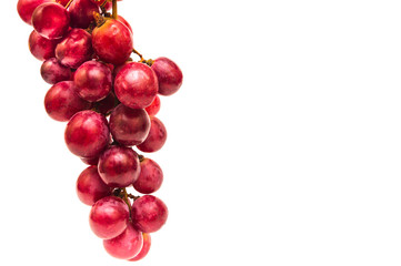 Fresh red grapes isolated on white background