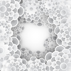 Elegant floral background with 3d paper flowers and  place for text. Spring floral greeting card. Origami trendy design template. Holiday texture in pastel colors. Happy Mother's day