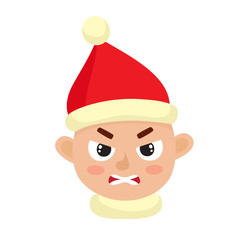 Little boy angry face expression isolated on white background.