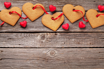 Valentines day greeting card with heart cookies