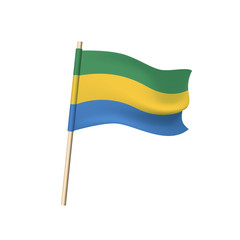 Gabon flag on white background