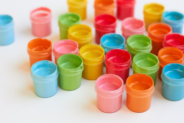 jars with colored gouache