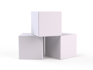 White Boxes on white background - 3d rendering