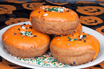 Halloween Orange Color Frosted Vanilla Cake Donuts