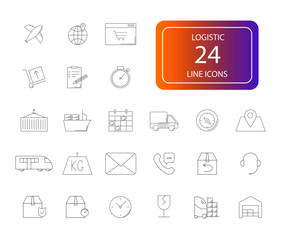 Line icons set. Logistic pack. Vector illustration	