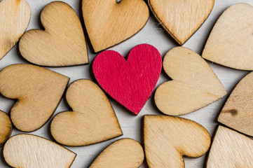 Obraz premium Wooden hearts background