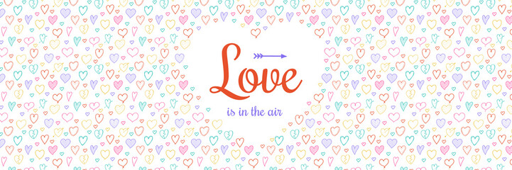 Fototapeta na wymiar Valentine's Day - banner with sketch hearts. Vector.