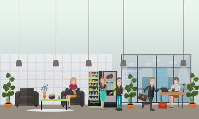 Office life concept vector flat illustration