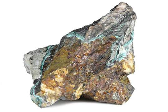 copper ore from Inzell/ Germany isolated on white background