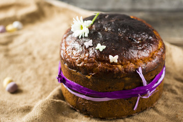 Traditional Easter panettone or russian kulich.