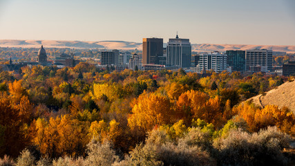 Boise Idaho autumn skyline in the fall